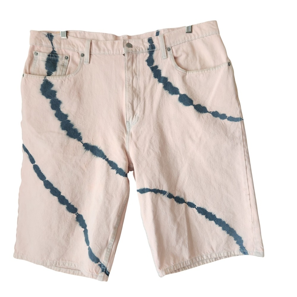LEVI'S 569 Tie-dye Loose‎ Straight-Fit Denim Jean Shorts Pink Men Size 38